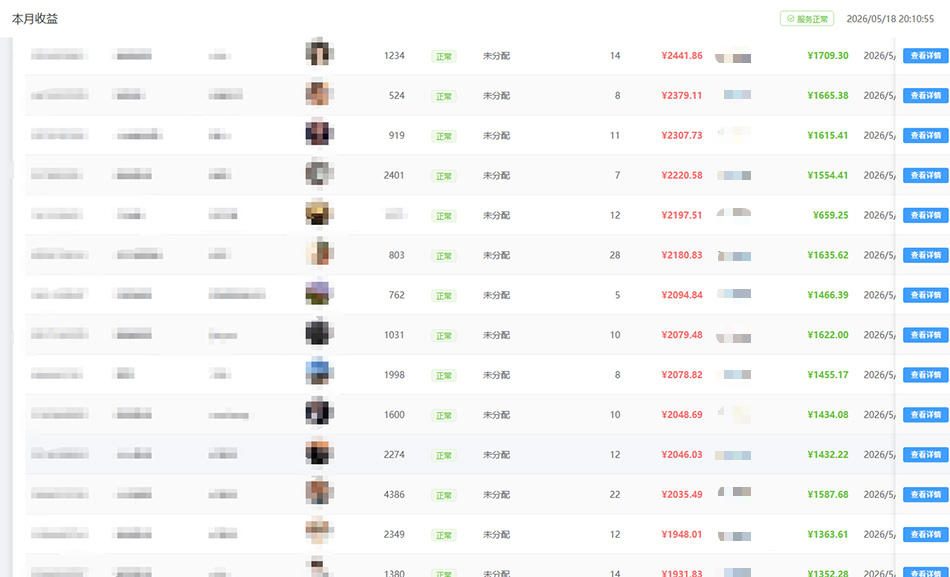 本月收益列表3